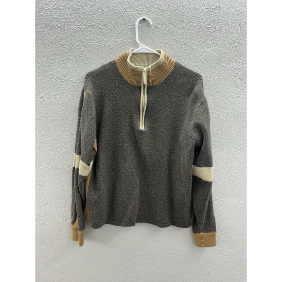 The Territory Ahead Mens Sweater Size XL Brown Wool Blend 1/4 Zip Pullover - Picture 1 of 10